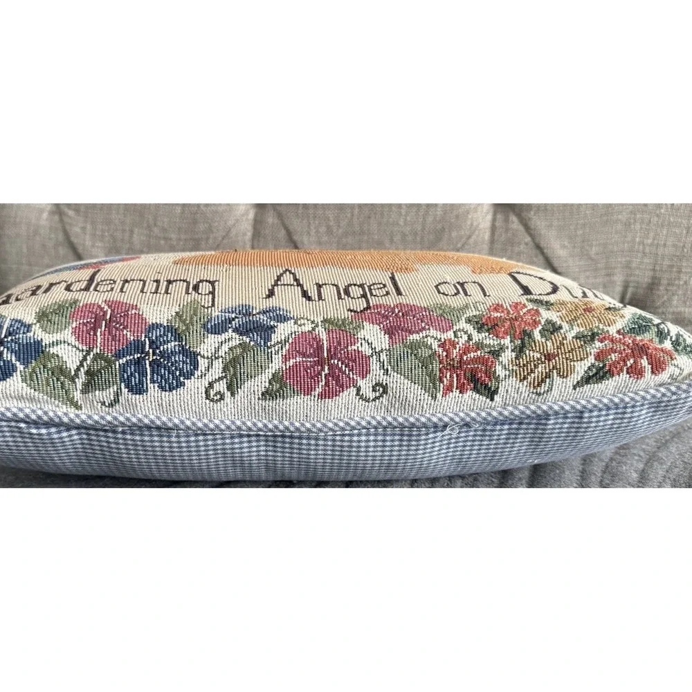 VTG Gardening Angel On Duty Tapestry Throw Pillow Floral 15